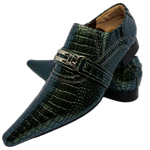 Sapato Masculino Italiano Em Couro Verde Réptil Ref: D914 Outlet