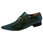 Sapato Masculino Italiano Em Couro Verde Réptil Ref: D914 Outlet