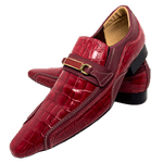 Sapato Masculino Italiano Em Couro Vermelho Réptil Ref: D915