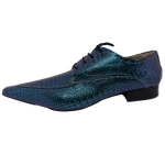 Sapato Masculino Italiano Em Couro Azul Réptil Bico Fino Ref: D920 Outlet