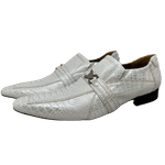 Sapato Masculino Italiano Em Couro Branco Réptil Ref: D921 Outlet