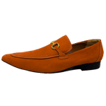 Sapato Masculino Italiano Em Couro Laranja Mocassim Ref: D937