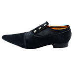 Sapato Masculino Italiano Em Couro Bovino Pêlo Preto Natural Ref: D955