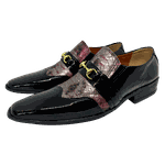 Sapato Masculino Italiano Em Couro Preto Envernzado Ref: D958 Outlet