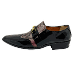 Sapato Masculino Italiano Em Couro Preto Envernzado Ref: D958 Outlet