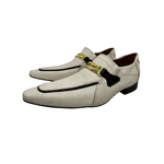 Sapato Masculino Social Bege E Preto Com Fivela Dourada Ref: 959