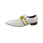 Sapato Masculino Social Branco Nobre Fivela Dourada Ref: 963