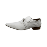 Sapato Masculino Social Branco Fivela Prata Ref: 964
