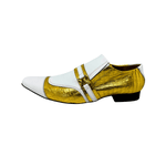 Sapato Masculino Social Branco Dourado Texturizado Ref: 966
