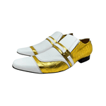 Sapato Masculino Social Branco Dourado Texturizado Ref: 966
