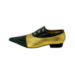 Sapato Masculino Italiano Couro Verde e Dourado com Botões Ref: 969