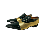 Sapato Masculino Italiano Couro Verde e Dourado com Botões Ref: 969