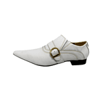 Sapato Masculino Italiano Couro Branco Com Pesponto Dourado Ref: 970