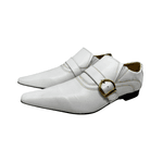 Sapato Masculino Italiano Couro Branco Com Pesponto Dourado Ref: 970