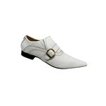 Sapato Masculino Italiano Couro Branco Com Pesponto Dourado Ref: 970