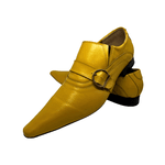 Sapato Masculino Italiano Couro Amarelo Com Fivela Dourada Ref: 971
