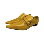 Sapato Masculino Italiano Couro Amarelo Com Fivela Dourada Ref: 971