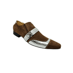 Sapato Masculino Italiano Couro Marrom Bicolor Prata Ref: 972