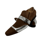 Sapato Masculino Italiano Couro Marrom Bicolor Prata Ref: 972