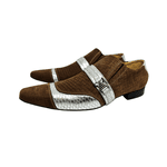 Sapato Masculino Italiano Couro Marrom Bicolor Prata Ref: 972