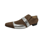 Sapato Masculino Italiano Couro Marrom Bicolor Prata Ref: 972