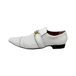 Sapato Masculino Italiano Couro Branco Com Fivela Dourada Ref: 975