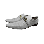 Sapato Masculino Italiano Couro Branco Com Fivela Dourada Ref: 975