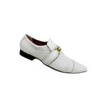 Sapato Masculino Italiano Couro Branco Com Fivela Dourada Ref: 975
