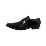 Sapato Masculino Italiano Couro Preto Liso e texturizado Ref: 977