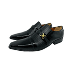 Sapato Masculino Italiano Couro Preto Liso e texturizado Ref: 977