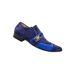 Sapato Masculino Italiano Couro Camurça com Azul texturizado Ref: 978