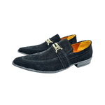 Sapato Masculino Italiano Couro Preto Camurça Ref: 979