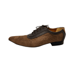 Sapato Masculino Italiano Couro Marrom Texturizado Com Cadarço Ref: 981