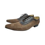 Sapato Masculino Italiano Couro Marrom Texturizado Com Cadarço Ref: 981