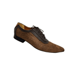 Sapato Masculino Italiano Couro Marrom Texturizado Com Cadarço Ref: 981