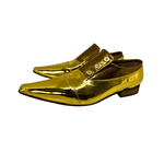 Sapato Masculino Italiano Couro Liso Dourado com Botões Ref: 982