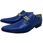 Sapato Masculino Italiano Em Couro Azul Frisado Royal Ref: D983