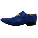 Sapato Masculino Italiano Em Couro Azul Frisado Royal Ref: D983