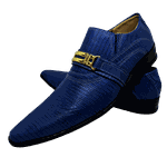 Sapato Masculino Italiano Em Couro Azul Frisado Royal Ref: D983