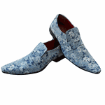 Sapato Masculino Italiano Em Couro Flowers Ref: 1137 Azul