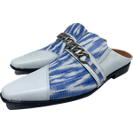 Babuche Masculino Dubai em Couro Social Executivo em Couro - Azul - World Ref: 1007 Azul
