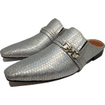 Babuche Masculino Dubai em Couro Social Executivo em Couro - Prata - Here Now Ref: 1010 Prata