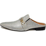 Babuche Masculino Dubai em Couro Social Executivo em Couro - Prata - Here Now Ref: 1010 Prata