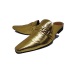 Babuche Masculino Italiano Em Couro Social Executivo Dourado Andres Ref: 1014 Dourado Dourado