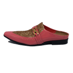 Babuche Masculino Italiano em Couro Social Executivo Azimut Rosa Ref: 1017 Rosa