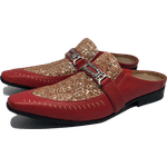 Babuche Masculino Dubai em Couro Social Executivo em Couro - Vermelho - Zero Ref: 1018 Outlet