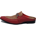 Babuche Masculino Dubai em Couro Social Executivo em Couro - Vermelho - Zero Ref: 1018 Outlet
