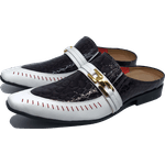 Babuche Masculino Italiano em Couro Social Executivo em Couro - Preto - Texture Ref: 1020 Preto