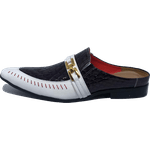Babuche Masculino Italiano em Couro Social Executivo em Couro - Preto - Texture Ref: 1020 Preto