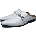 Babuche Masculino Em Couro Social Executivo Branco Vianna Dubai Collection Ref: 1022 Branco